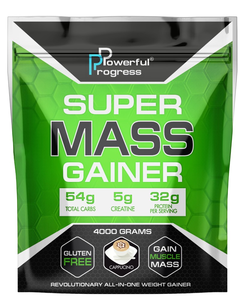 

Гейнер высокобелковый Супер Масс Powerful Progress Super Mass Gainer 4 кг капучино