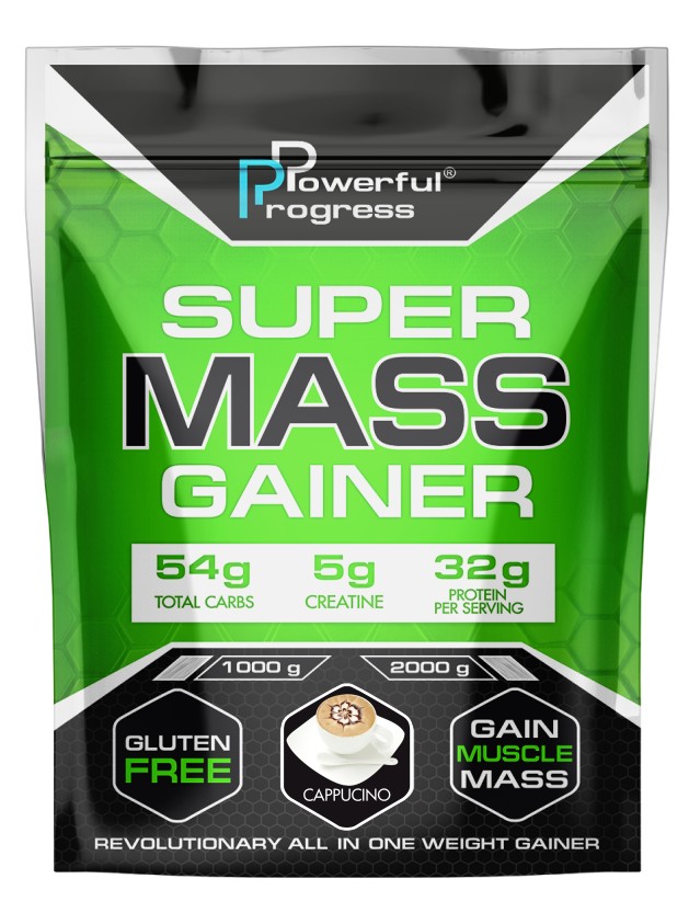 

Гейнер высокобелковый Супер Масс Powerful Progress Super Mass Gainer 2 кг капучино