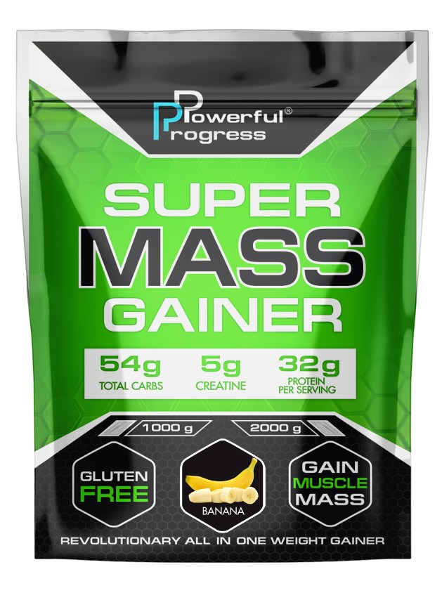 

Гейнер высокобелковый Супер Масс Powerful Progress Super Mass Gainer 1 кг банан