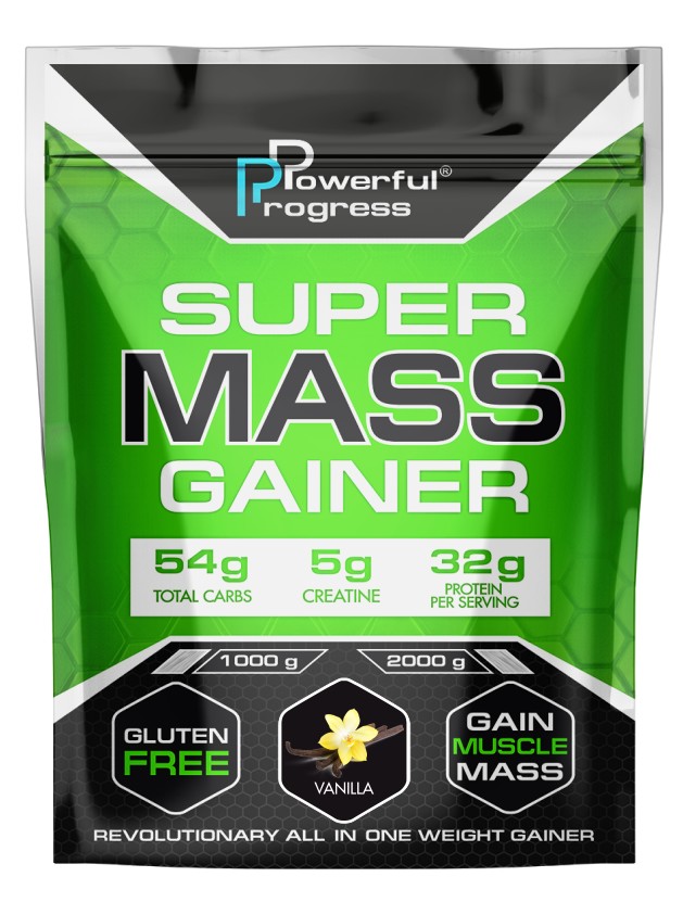 

Гейнер высокобелковый Супер Масс Powerful Progress Super Mass Gainer 2 кг ваниль