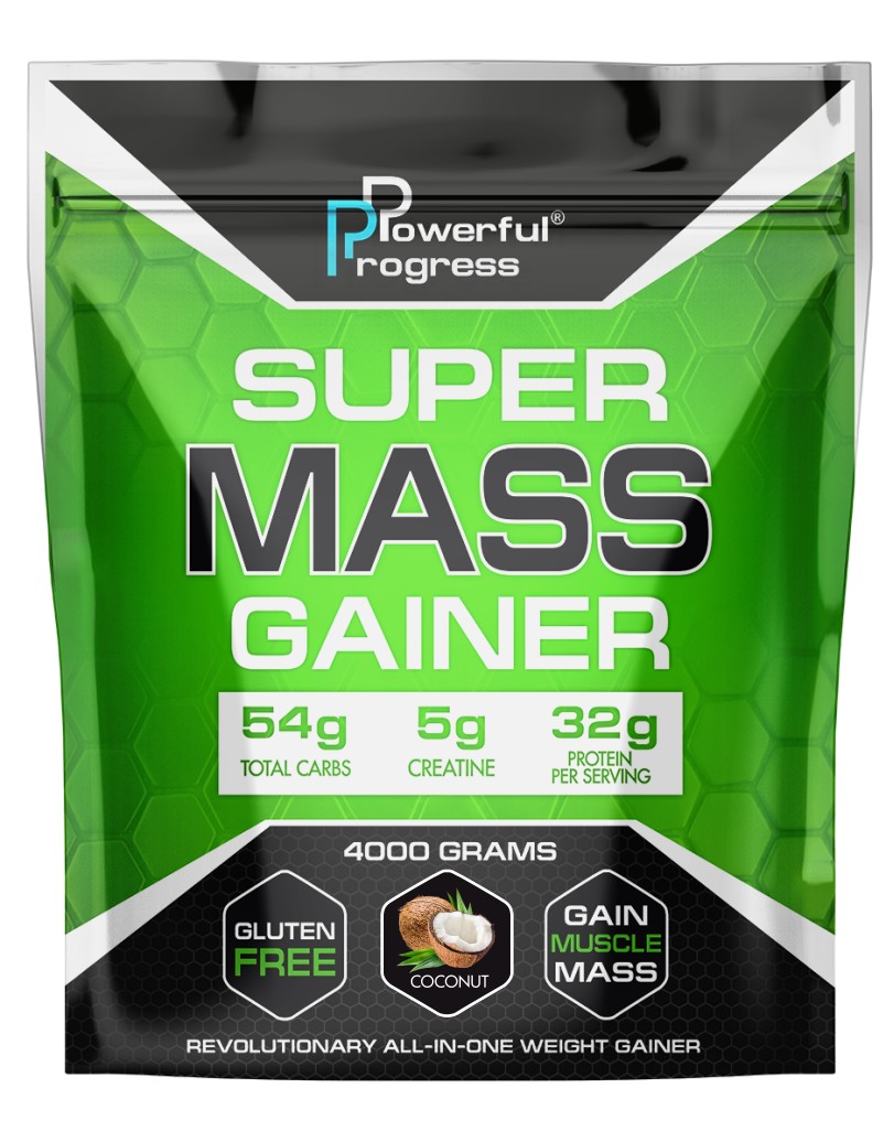 

Гейнер высокобелковый Супер Масс Powerful Progress Super Mass Gainer 4 кг кокос