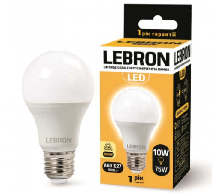 

Лампа светодиодная Lebron L-A60 10Вт. 3000K упак.10 штук