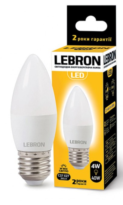 

Лампа светодиодная Lebron L-C37 4Вт Е27 3000К упак 10 шт.