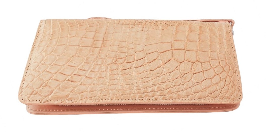 

Кошелек-клатч Croco Leather из кожи крокодила персиковый