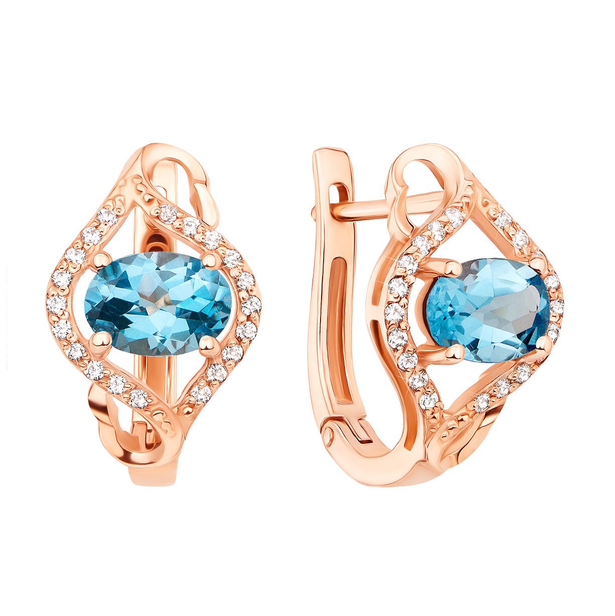 

Серьги из красного золота с топазами и фианитами 000134376