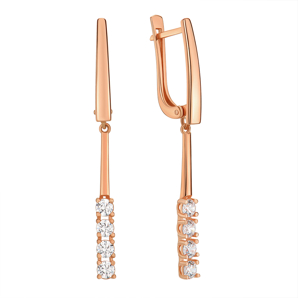 

Серьги-подвески из красного золота с цирконием Swarovski 000145411