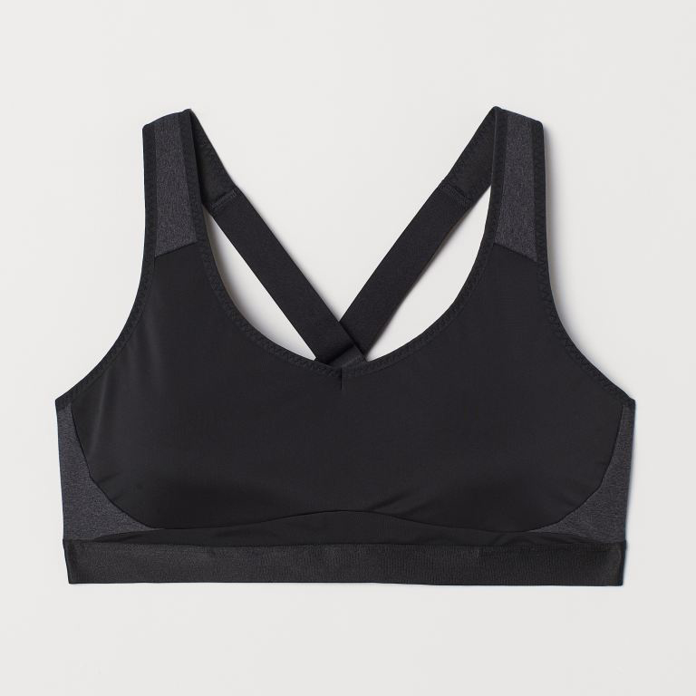 

Спортивный топ H&M 6786919sm XS Черный/Серый меланж