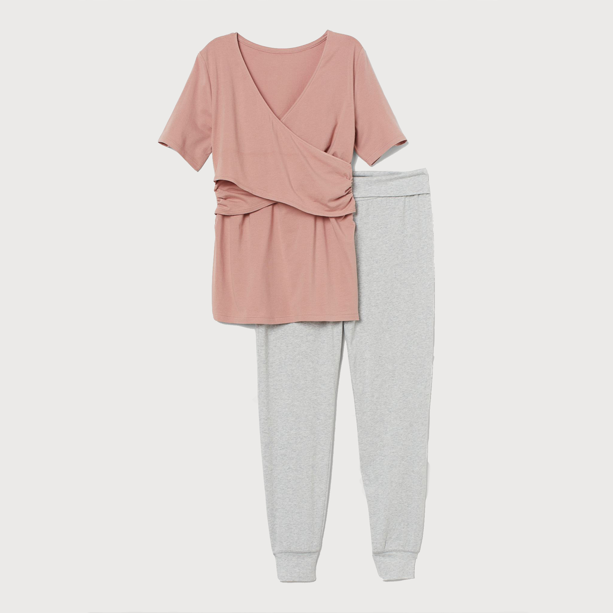 

Пижама (футболка + штаны) H&M 8093502dm M Пудровая/Серая