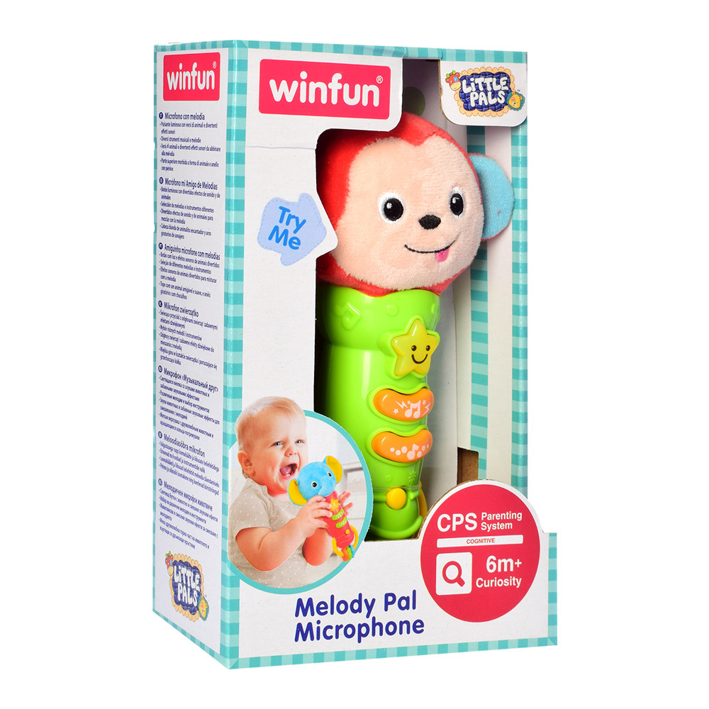 

Микрофон детский игрушечный WinFun 0791-NL обезьянка, музыка/свет эффекты