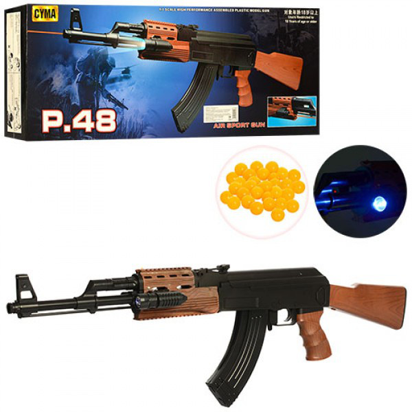 

Автомат Калашников пневматический P.48. Размер 86см, на пульках 6 мм пласт, фонарик, лазер прицел