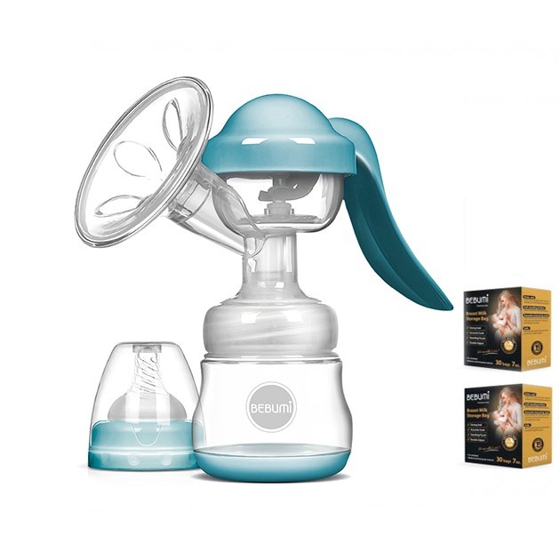 

Ручной молокоотсос Bebumi BM Pro (blue) + силиконовая массажная насадка + пакеты для хранения грудного молока Bebumi Pro 60 штук