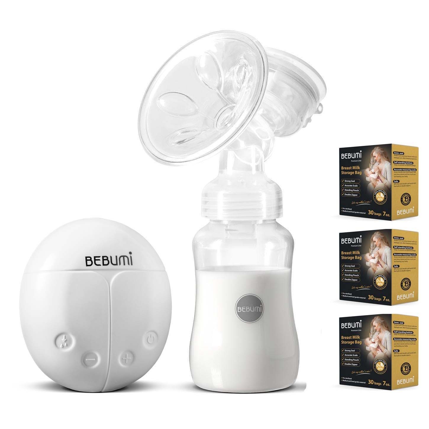 

Электрический молокоотсос Bebumi BS Eco (A white) с силиконовой соской + пакеты для хранения грудного молока Bebumi Pro 90 штук