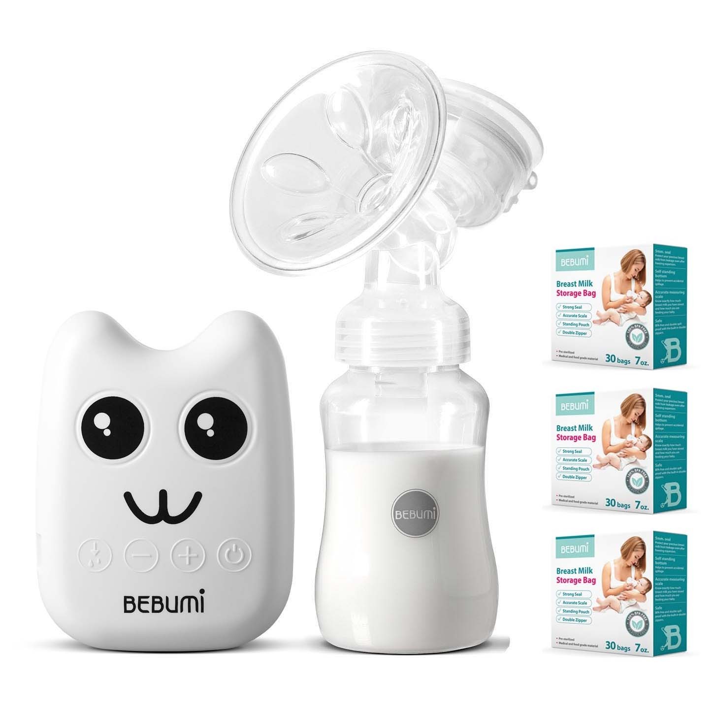 

Электрический молокоотсос Bebumi BS Eco (B white) с силиконовой соской + пакеты для хранения грудного молока Bebumi 90 штук
