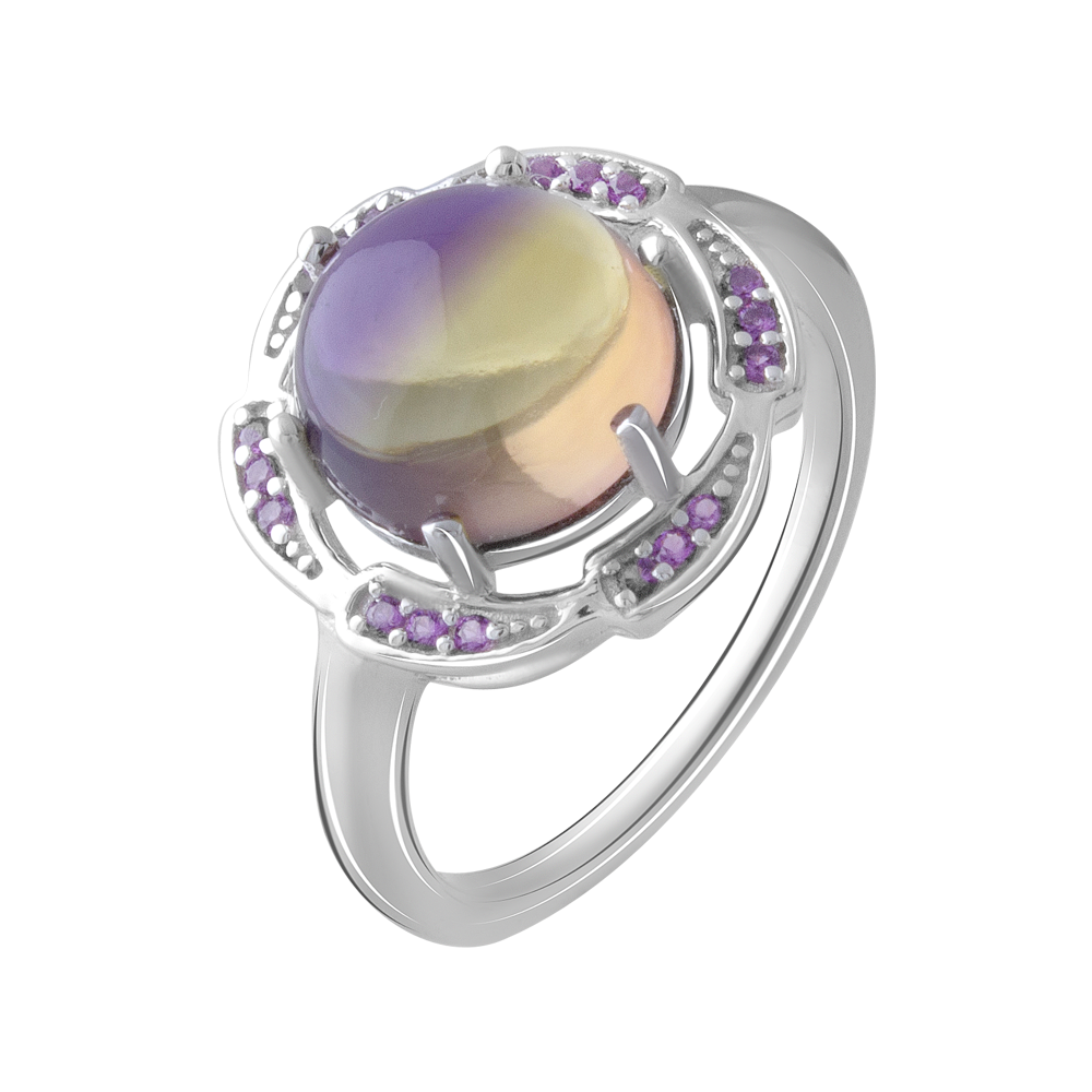 

Срібна каблучка 925 проби 3,91 г з болівійським аметрином та аметистами 4,037 карат Valentine розмір 17.5