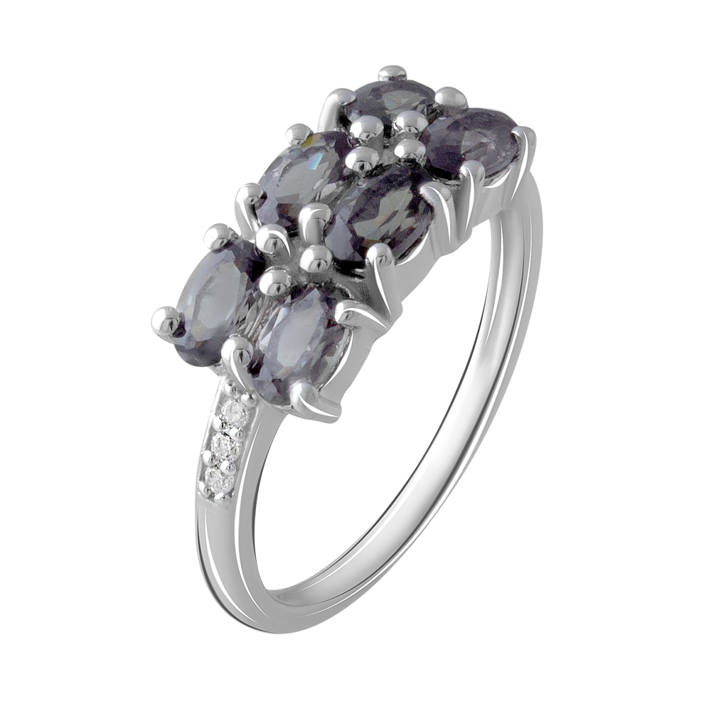 

Срібна каблучка 925 проби 2,76 г з мадагаскарськими олександритовими гранатами та білими цирконами 1,965 карат Valentine розмір 17.5