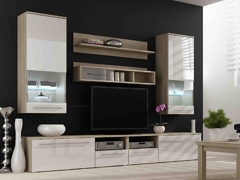 

Стенка Luna Cama Дуб Сонома + Белый глянец