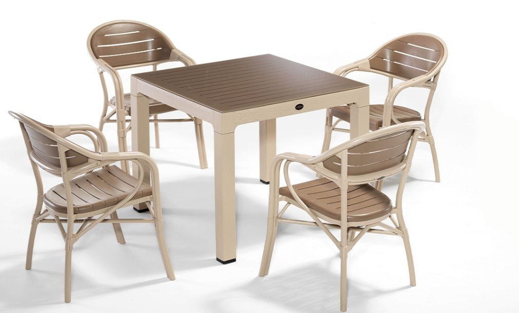 

Комплект садовой мебели "BAMBOO FOR 4" Novussi,(стол 90*90, 4 кресла) Капучино