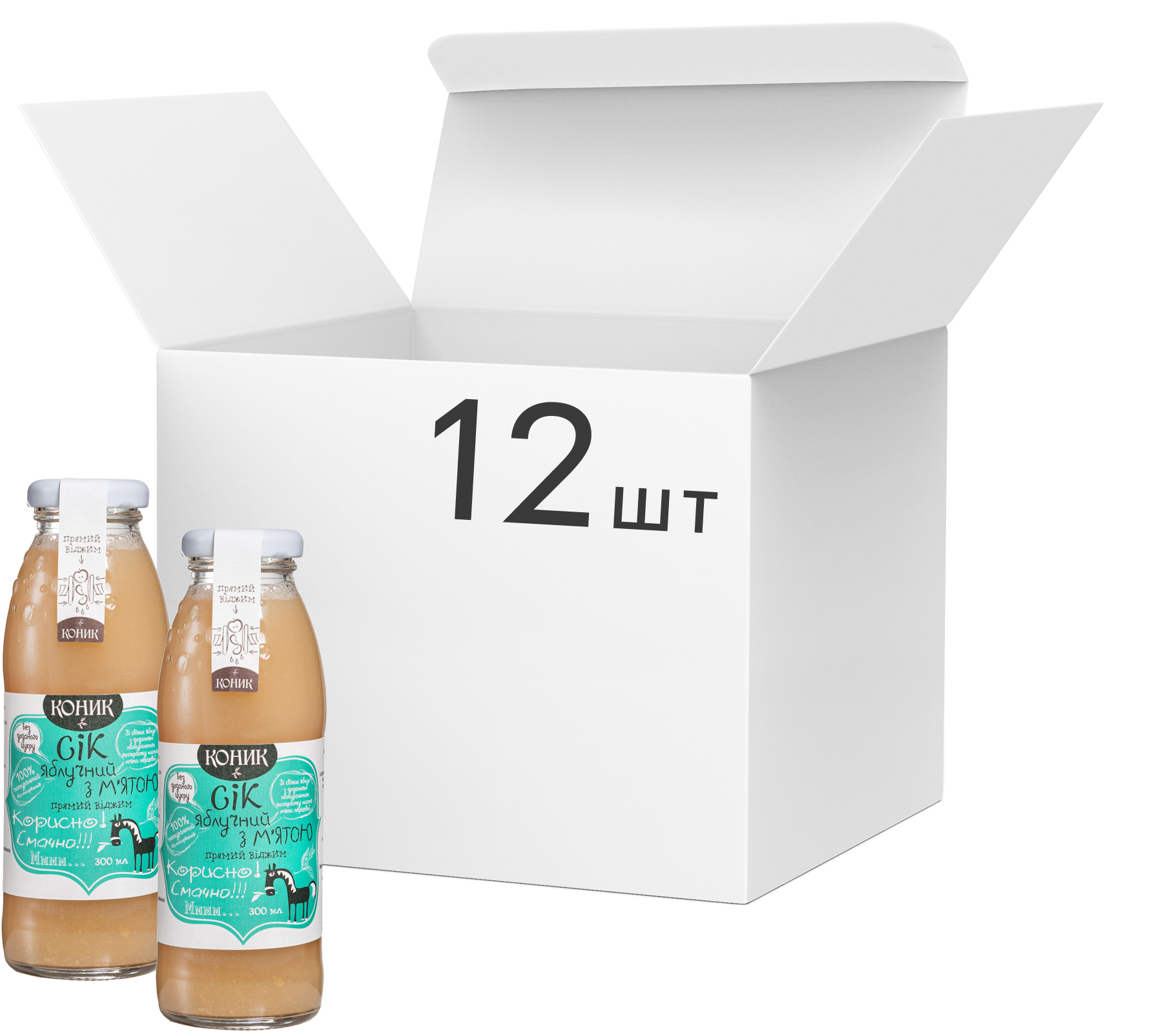 Акція на Упаковка сока Коник яблочного с мятой 0.3 л х 12 бутылок (4820157451182) від Rozetka UA