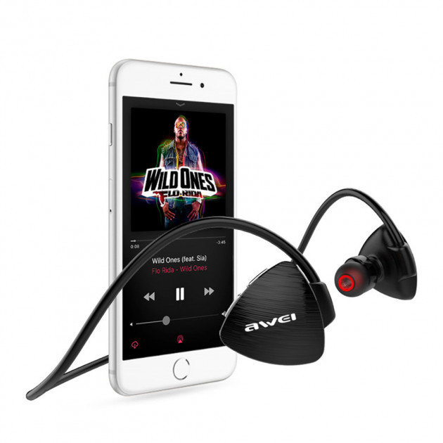 

Bluetooth наушники спортивные водонепроницаемые Awei A847BL Чёрные "NP-12"