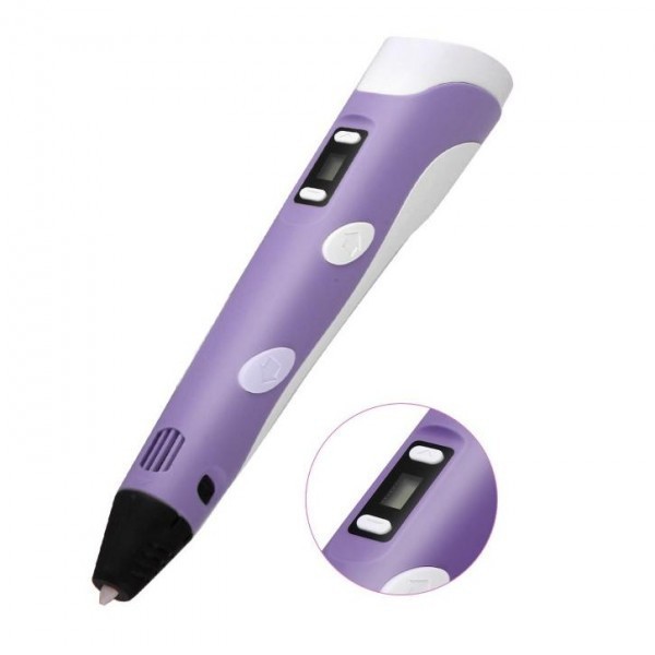 

3D ручка c LCD дисплеем и эко пластиком для 3Д рисования Pen 2 Фиолетовая