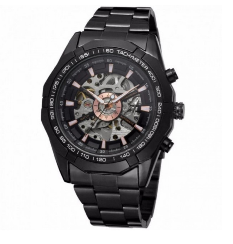 

Мужские механические наручные Часы с Автоподзаводом Winner Skeleton Black