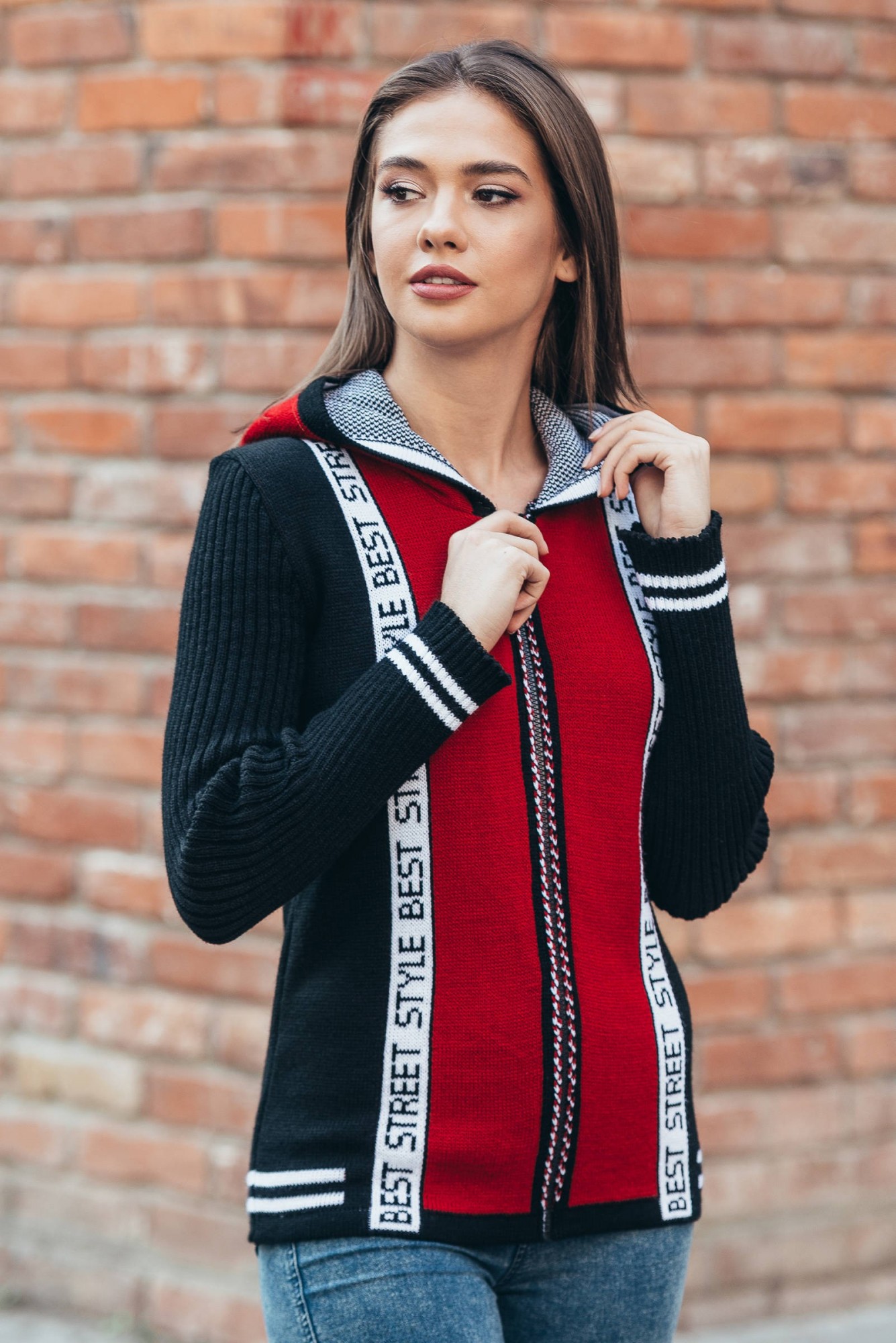 

Кардиган на молнии Guash "Street style" 3181 - черный/вишня/белый, Кардиган на молнии Guash "Street style" 3181 42-48 черный/вишня/белый