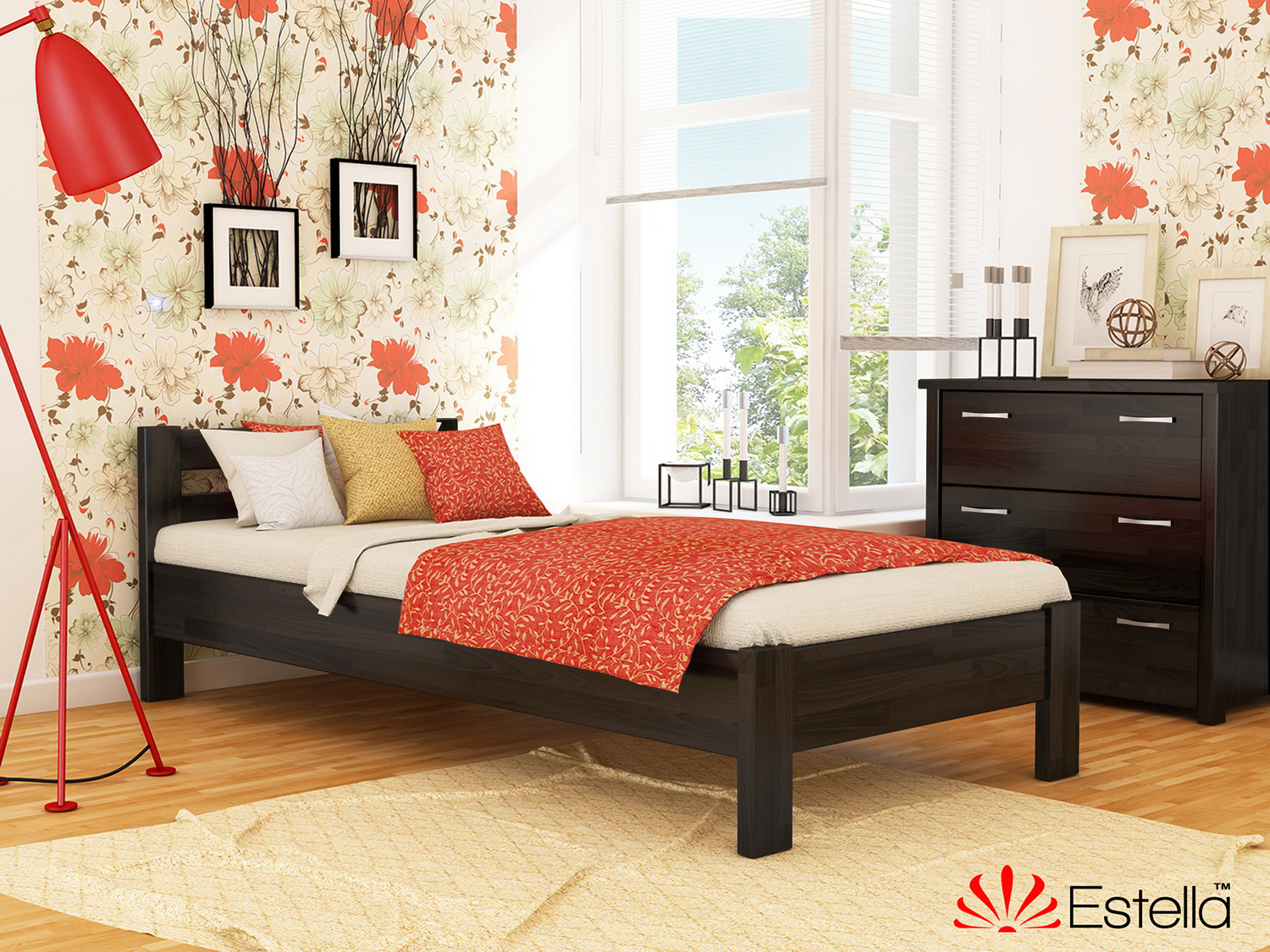 

Кровать односпальная Рената Estella 90х200 106 - венге Щит Л25