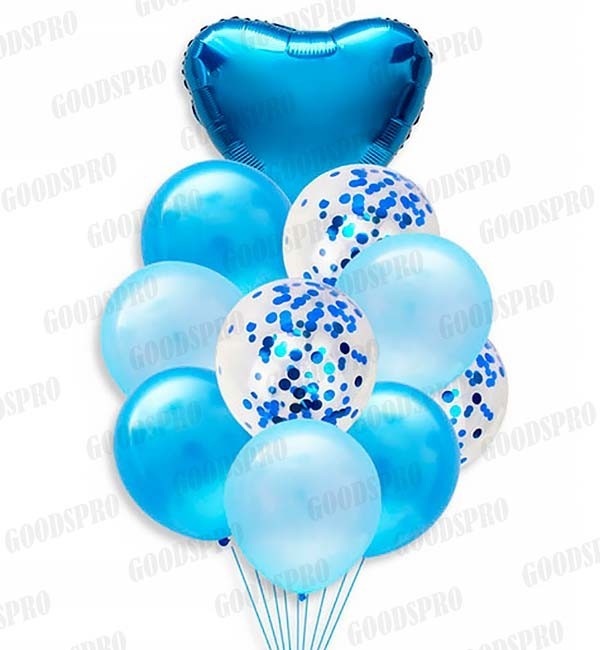 

Гелиевые шары "Crystal Blue", набор 10 шт (шарики с гелием)