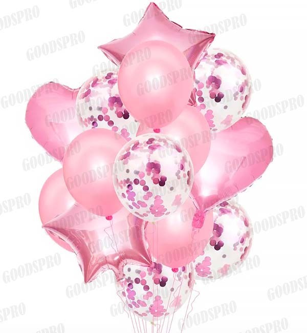 

Гелиевые шары "Confetti pink", набор 14 шт (шарики с гелием)