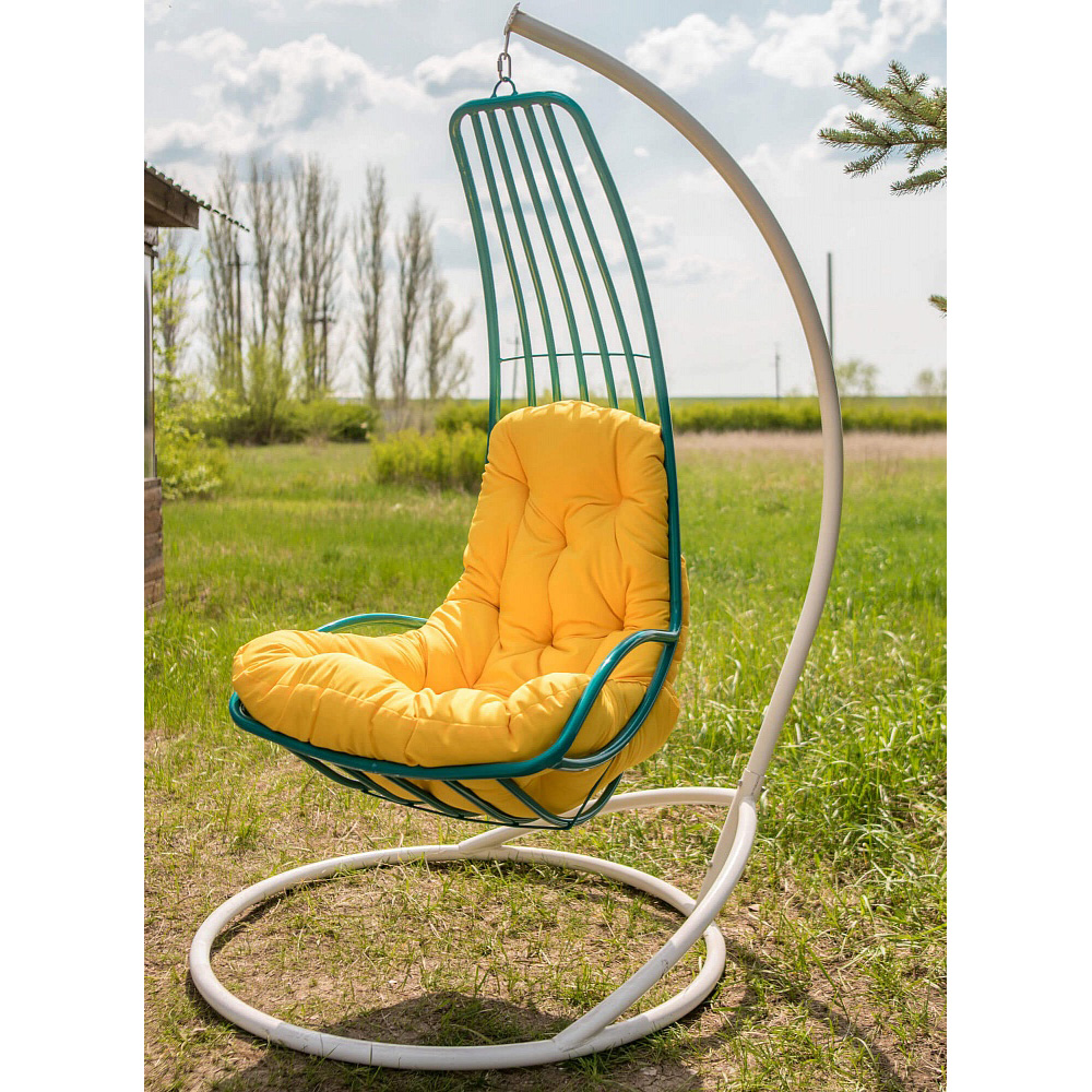 

Кресло подвесное Дели сталь бирюзовый/бежевый, цвет подушки желтый Украинские Конструкции