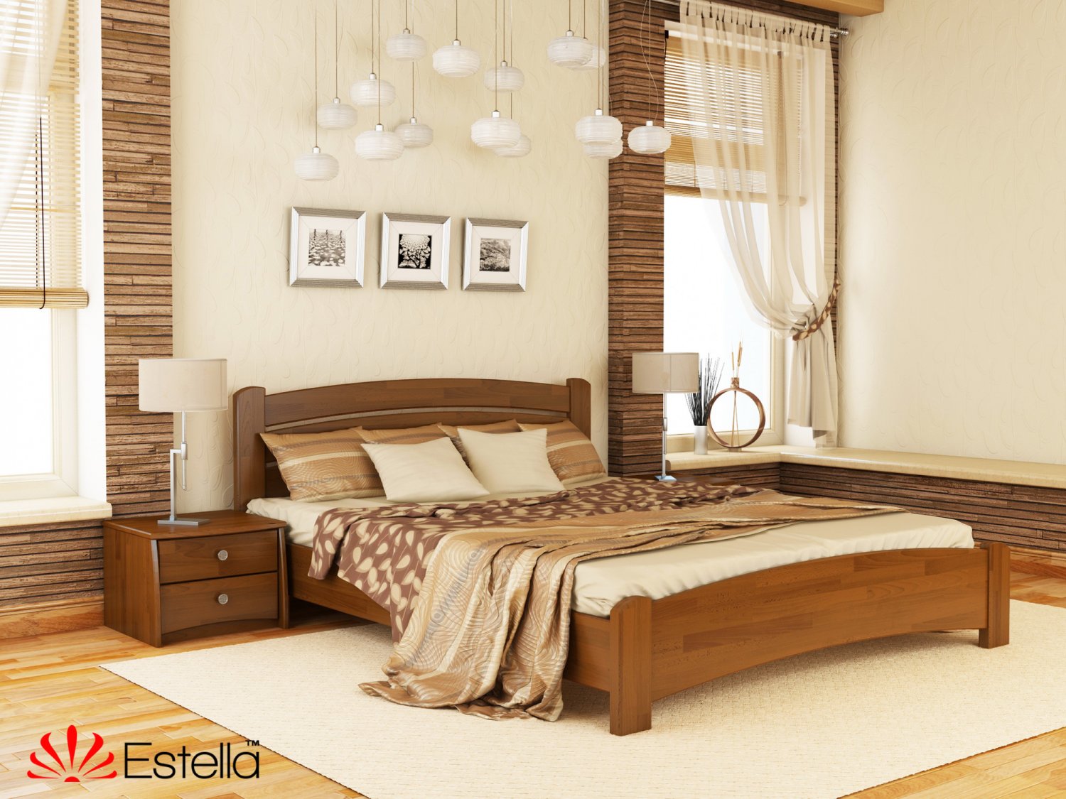 

Кровать полуторная Венеция Люкс Estella 120х190 103 - светлый орех Щит 2Л25