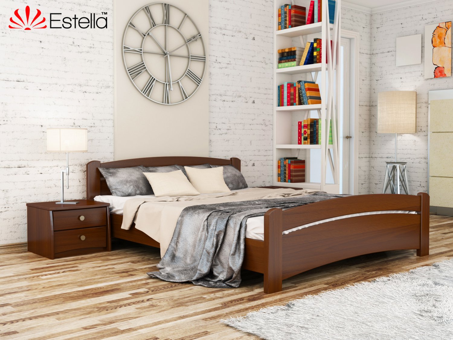 

Кровать двуспальная Венеция Estella 140х190 108 - каштан Масив 2Л4