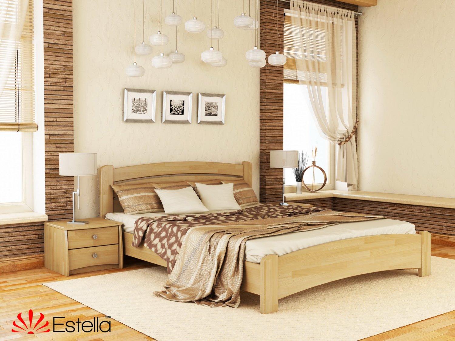 

Кровать двуспальная Венеция Люкс Estella 160х200 102 - бук Щит 2Л25