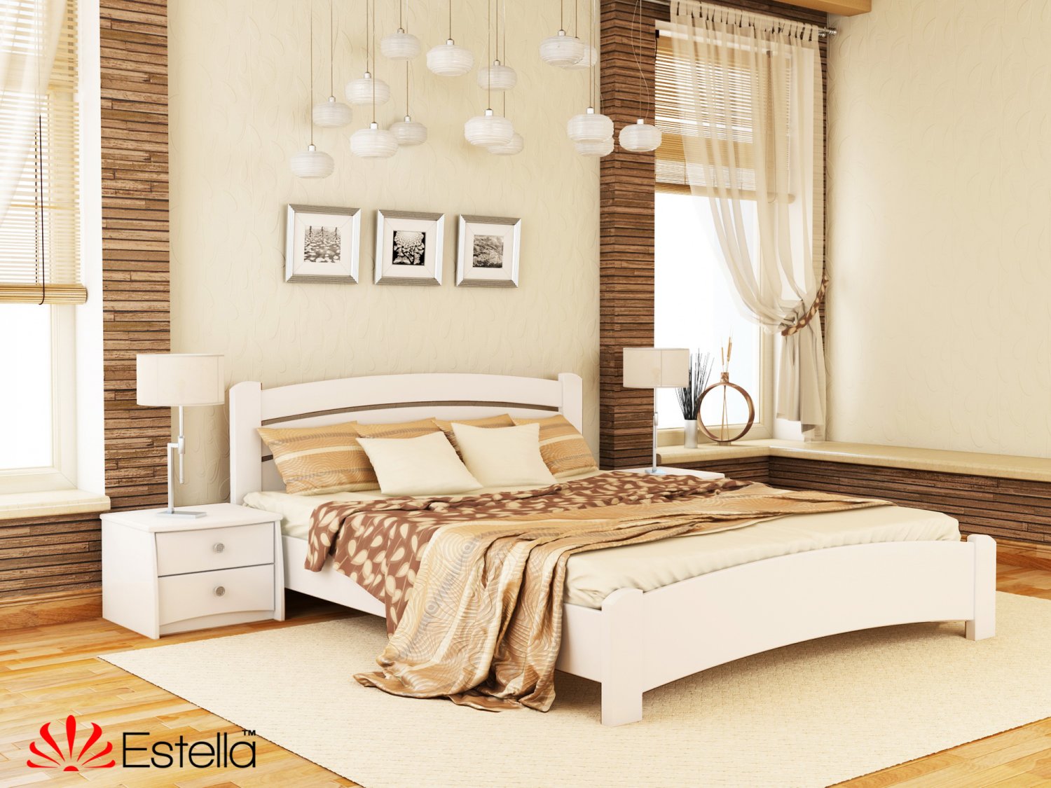 

Кровать полуторная Венеция Люкс Estella 120х200 107 - белый Щит 2Л4