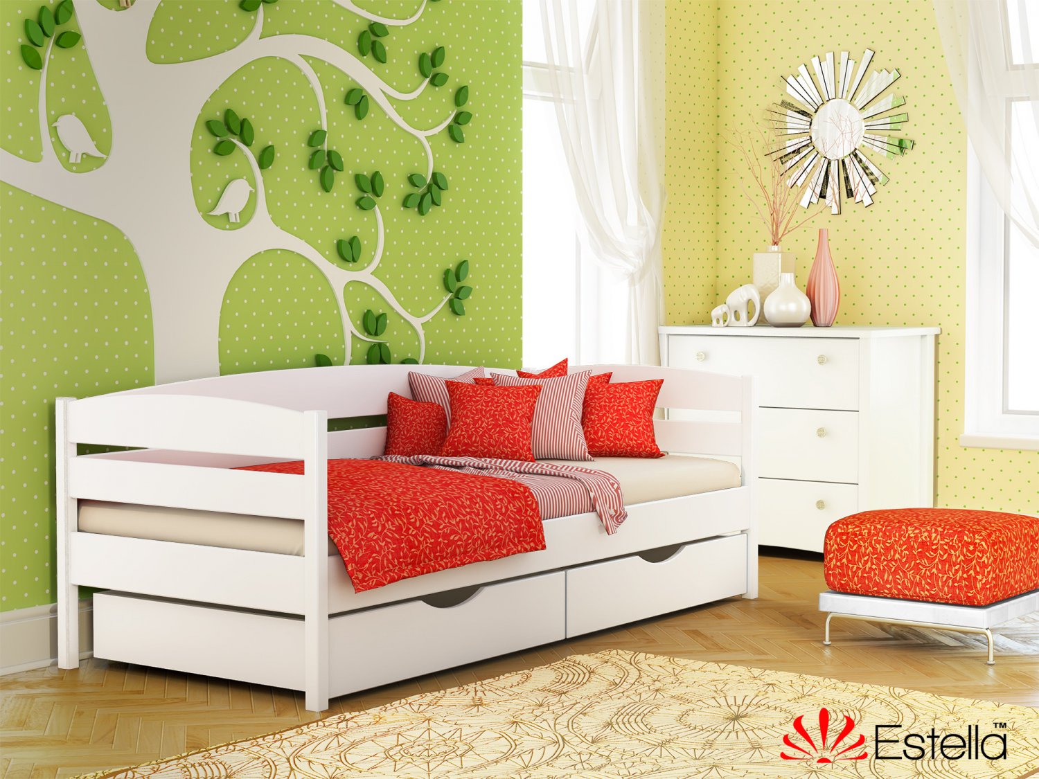 

Кровать односпальная Нота Плюс без ящиков Estella 80х200 107 - белый Масив Л25