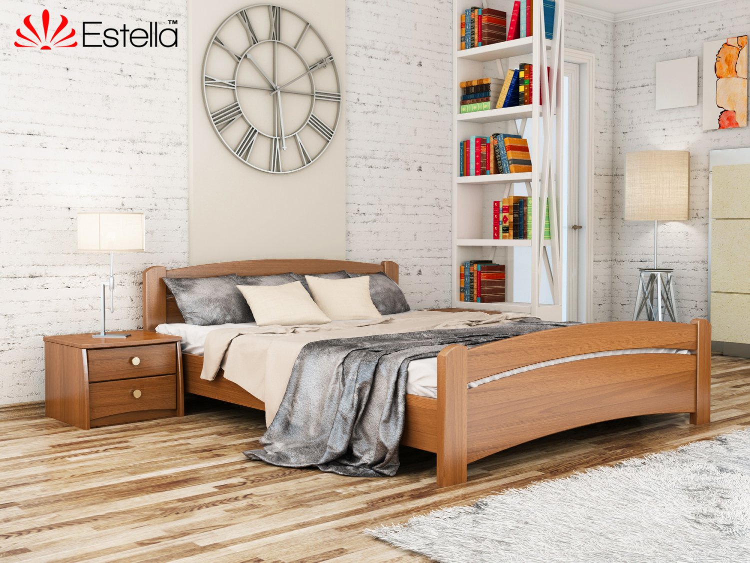 

Кровать полуторная Венеция Estella 120х190 105 - ольха Масив 2Л4