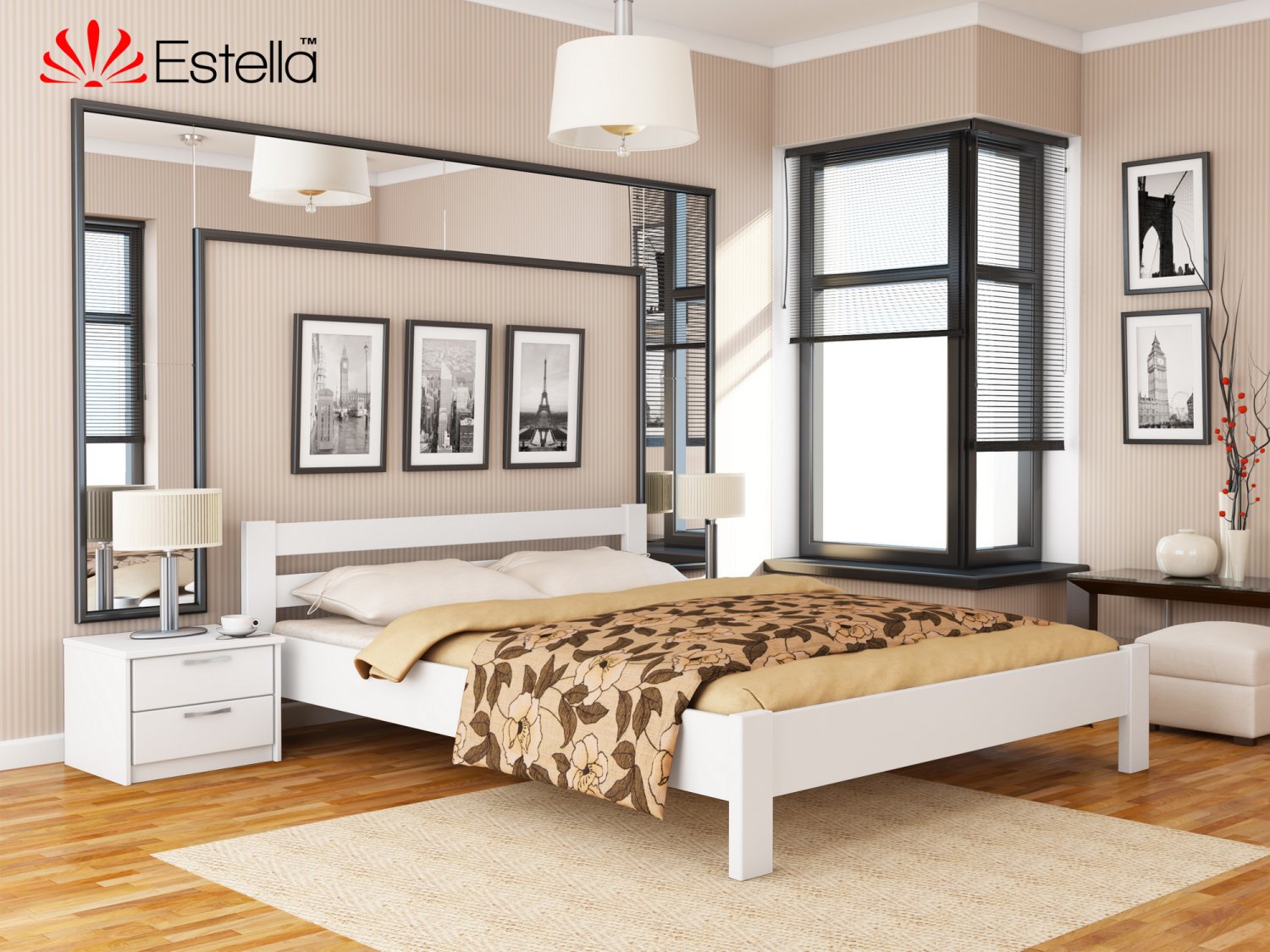

Кровать двуспальная Рената Estella 160х190 107 - белый Щит 2Л25