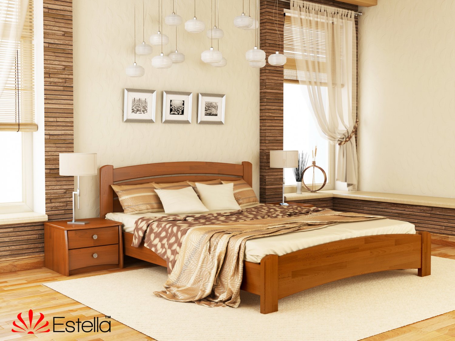 

Кровать двуспальная Венеция Люкс Estella 160х190 105 - ольха Щит 2Л25
