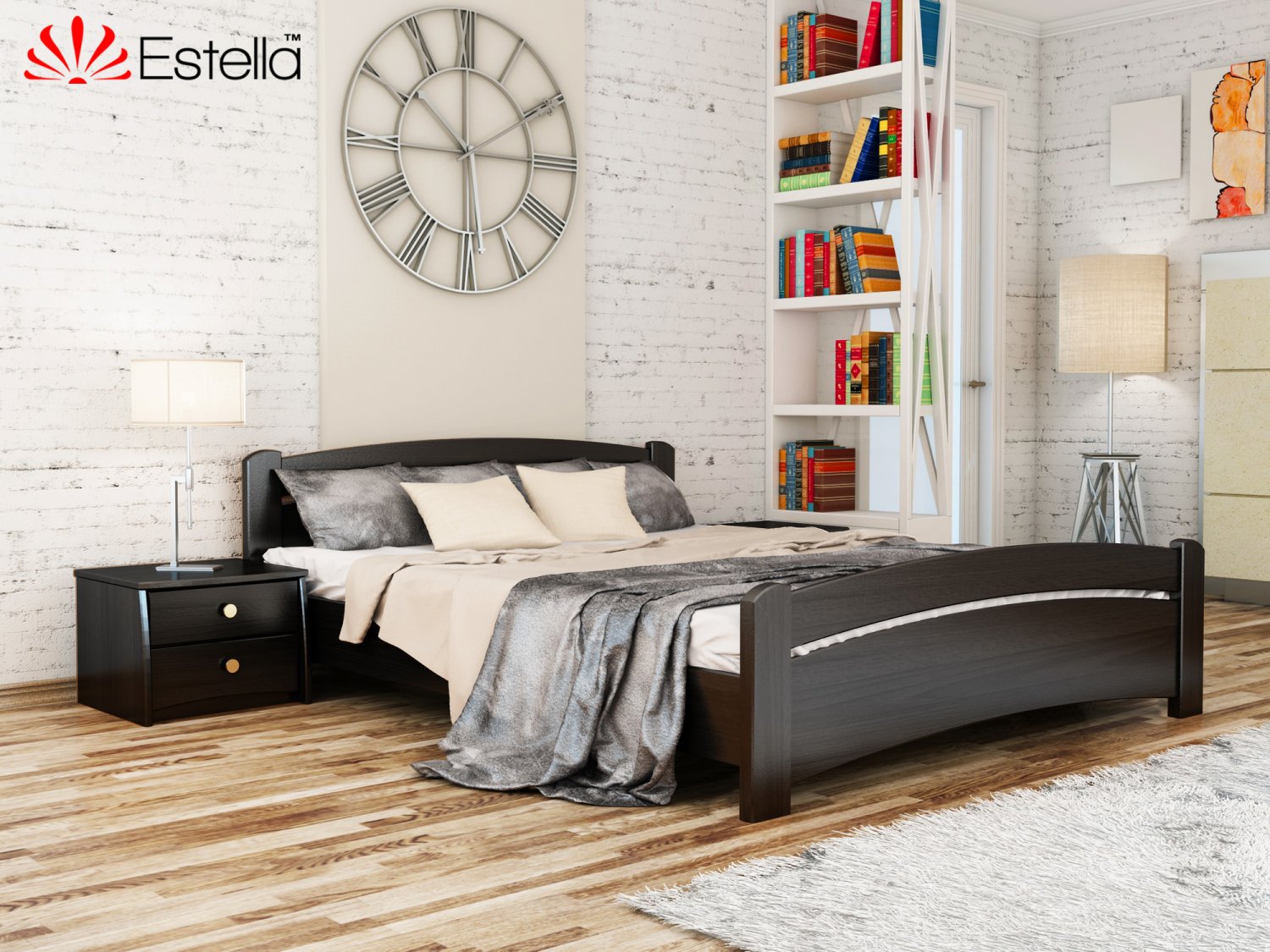 

Кровать двуспальная Венеция Estella 140х190 106 - венге Масив 2Л25