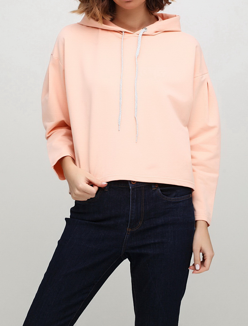 

Худи с капюшоном свободные оверсайз однотонное 95702 Ballet Grace Персиковый, Uni