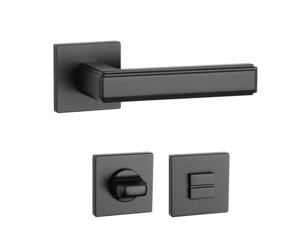 

Дверна ручка + накладки для санвузла APRILE Raflesia Q 7S чорний матовий (тонка розетка)