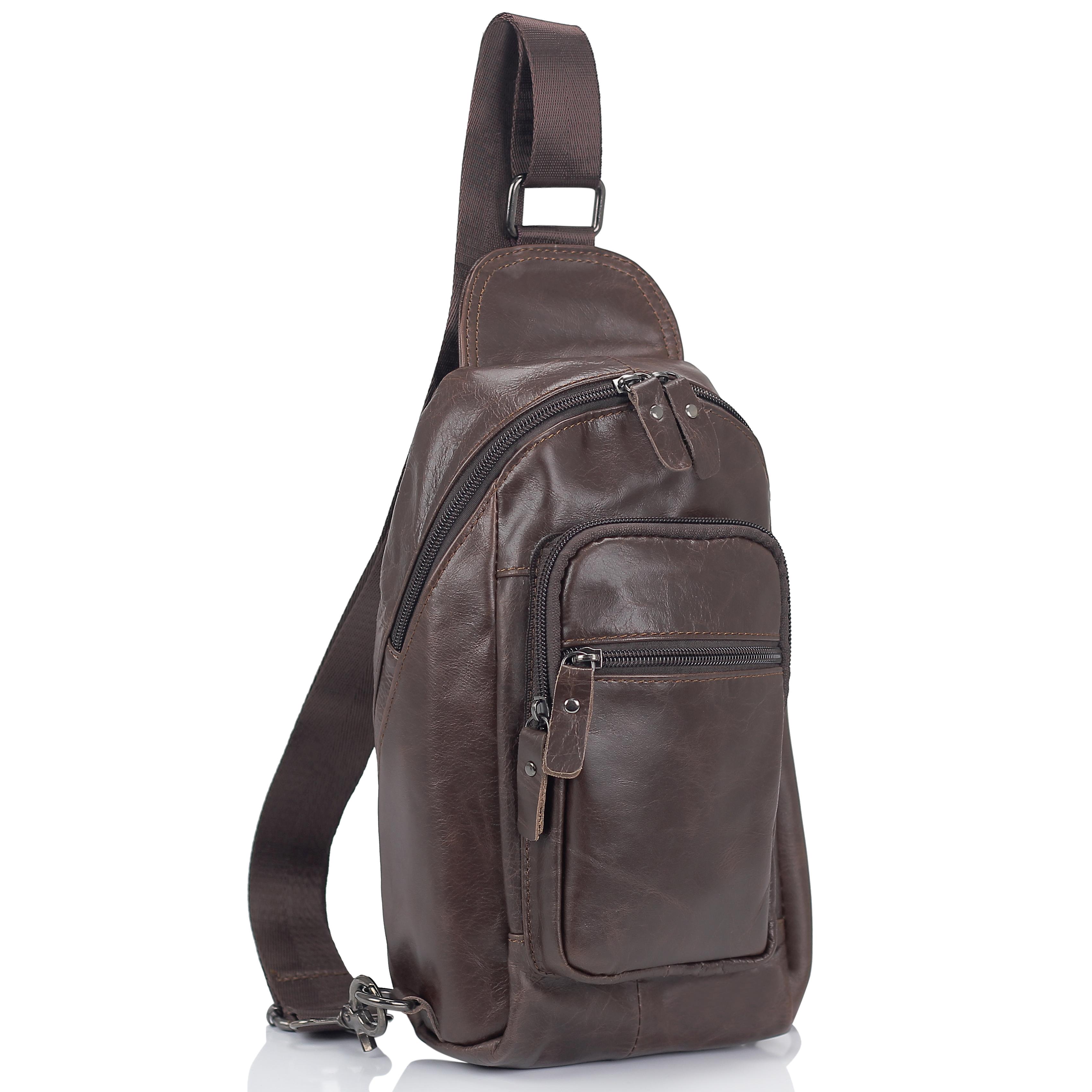 

Мужская сумка-слинг коричневого цвета Tiding Bag M35-1008C