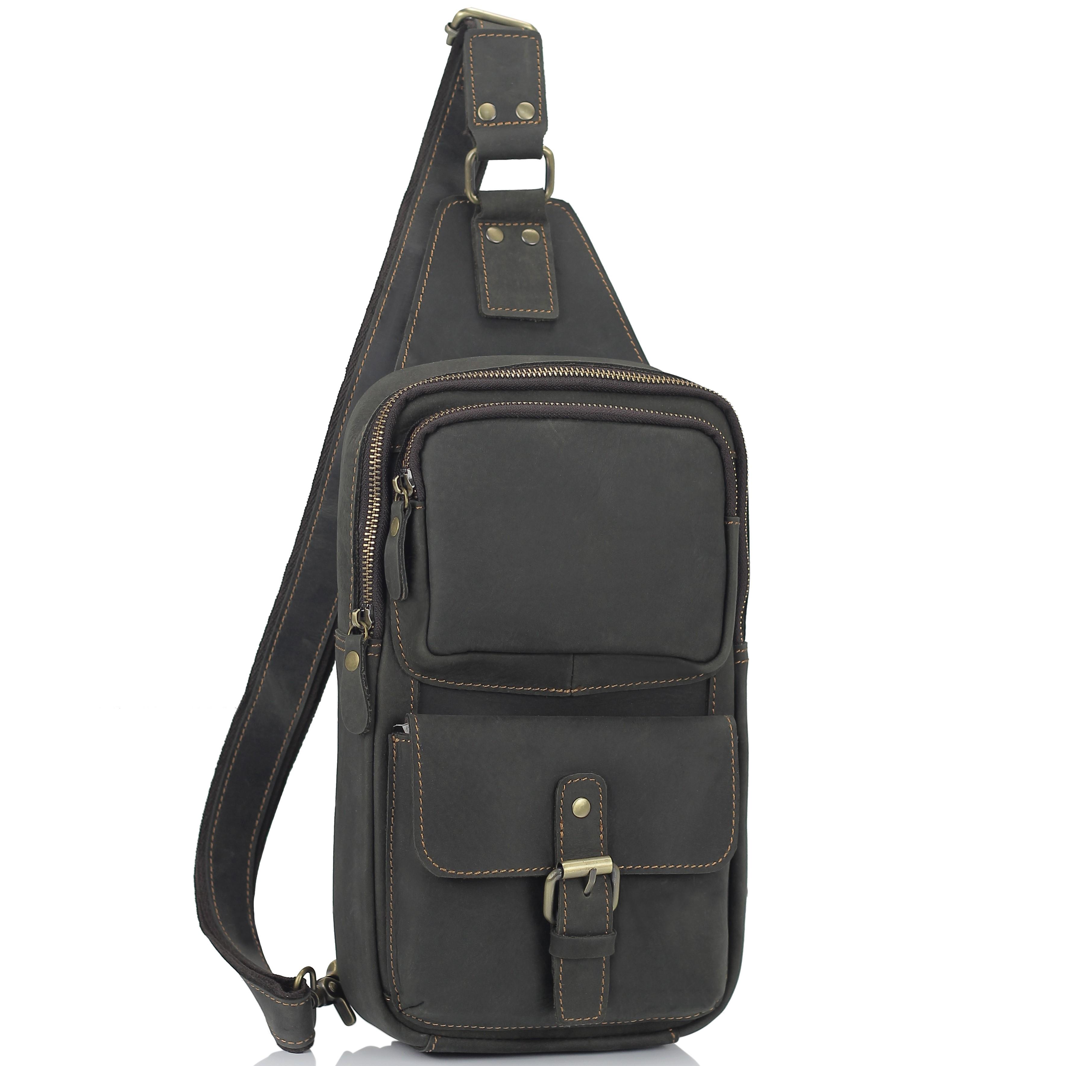 

Мужская сумка-слинг коричневого цвета Tiding Bag t2105
