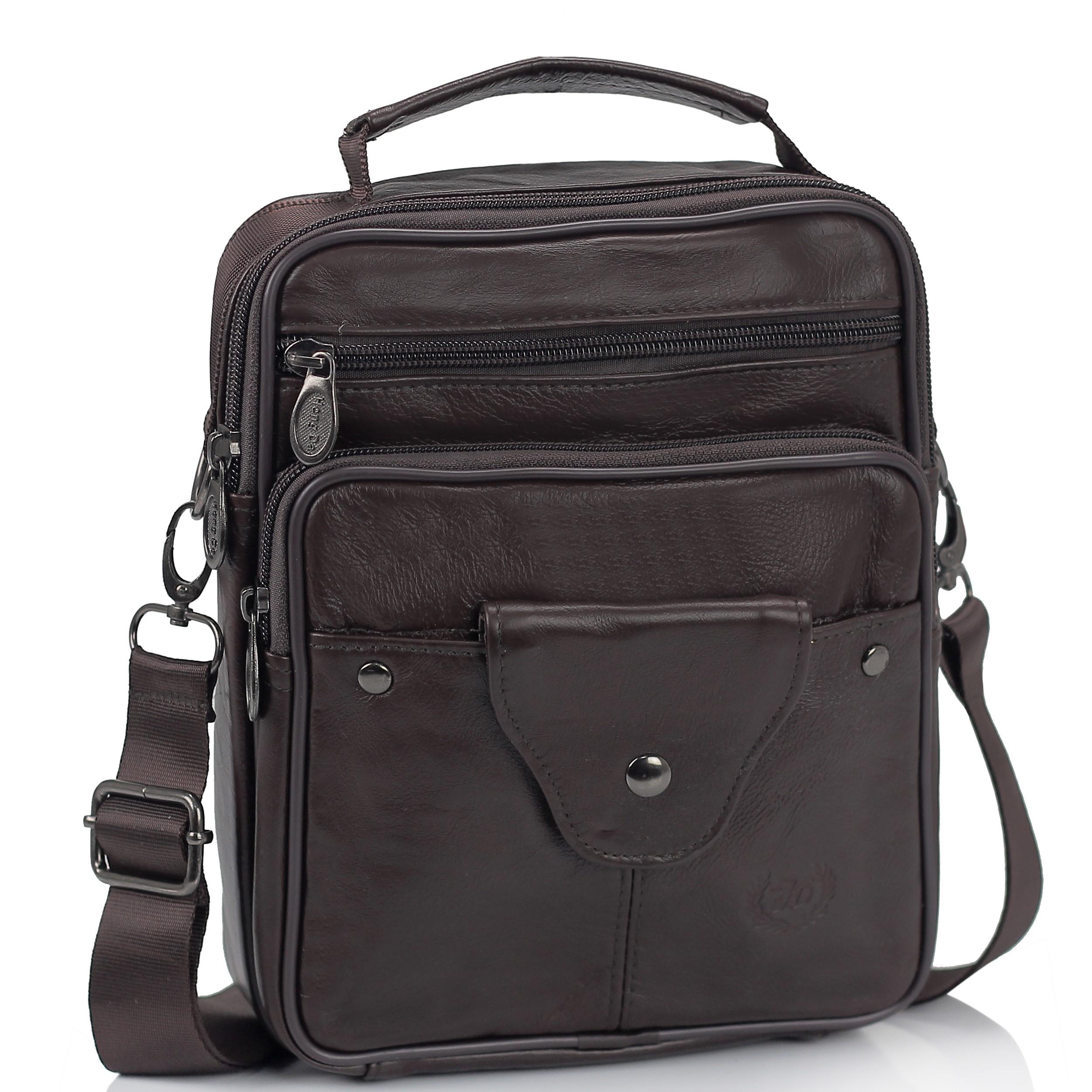 

Сумка мессенджер коричневая HD Leather NM24-201C