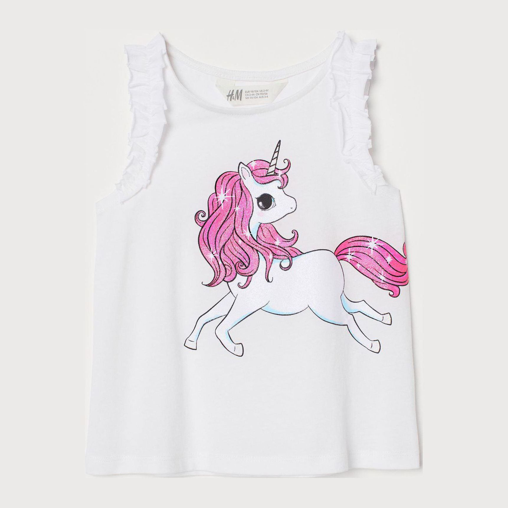 

Майка H&M 8061921-ABYF 134-140 см Белый/Розовый с принтом