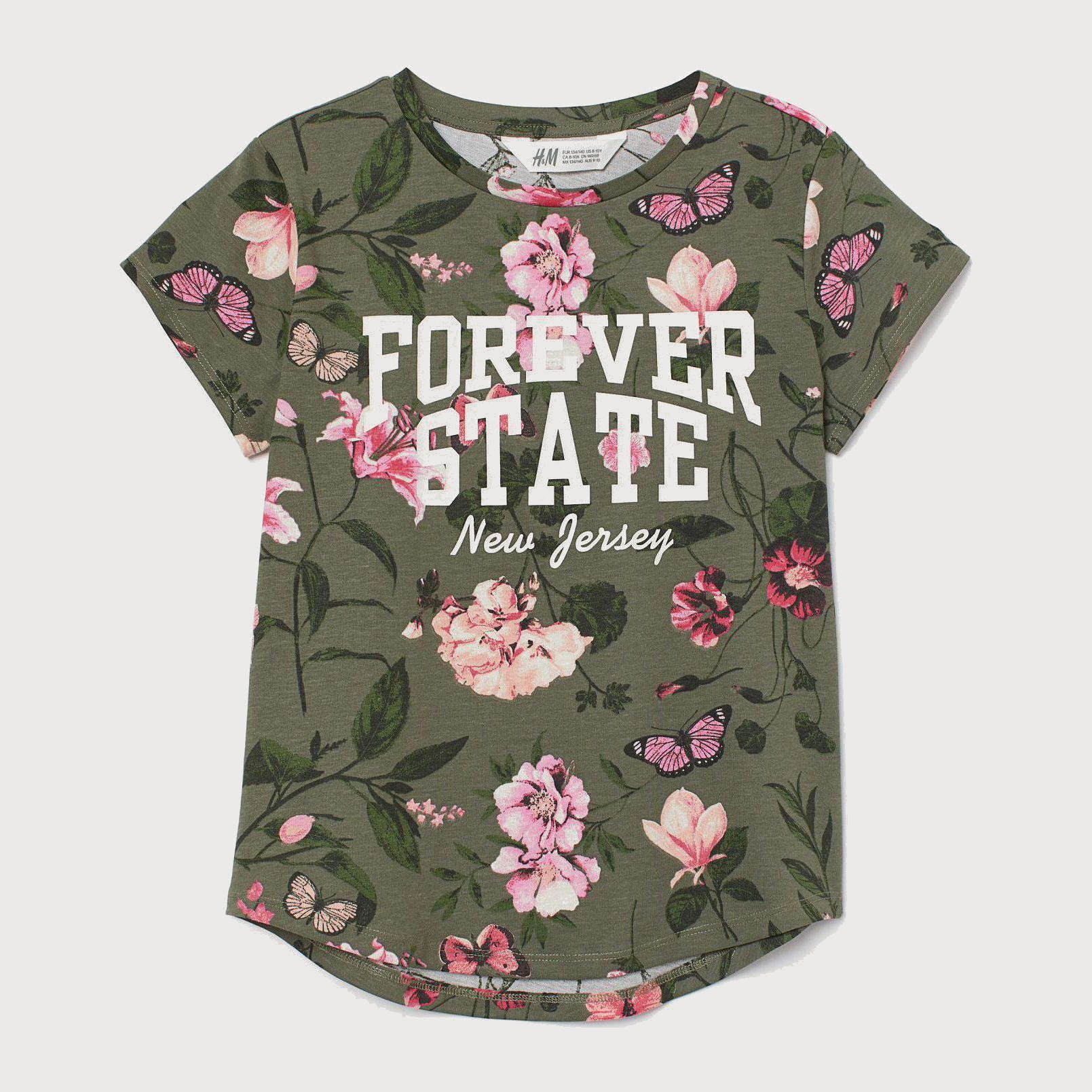 

Футболка H&M 8047411-ADTR 134-140 см Болотная в цветные узоры