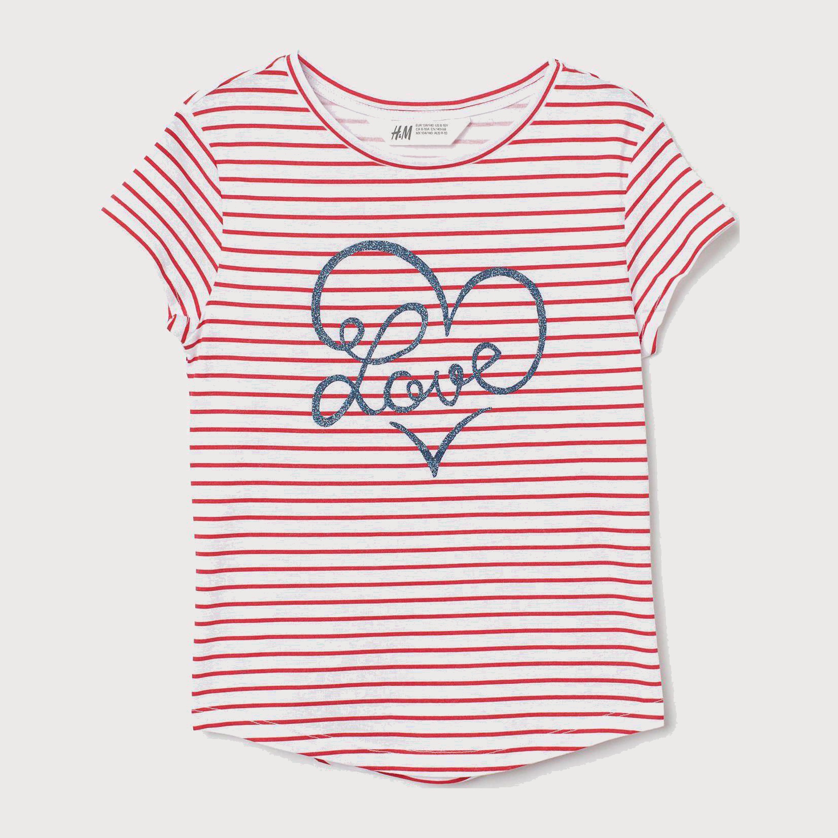 

Футболка H&M 8047411-ABMI 134-140 см Белая в красную полоску с принтом