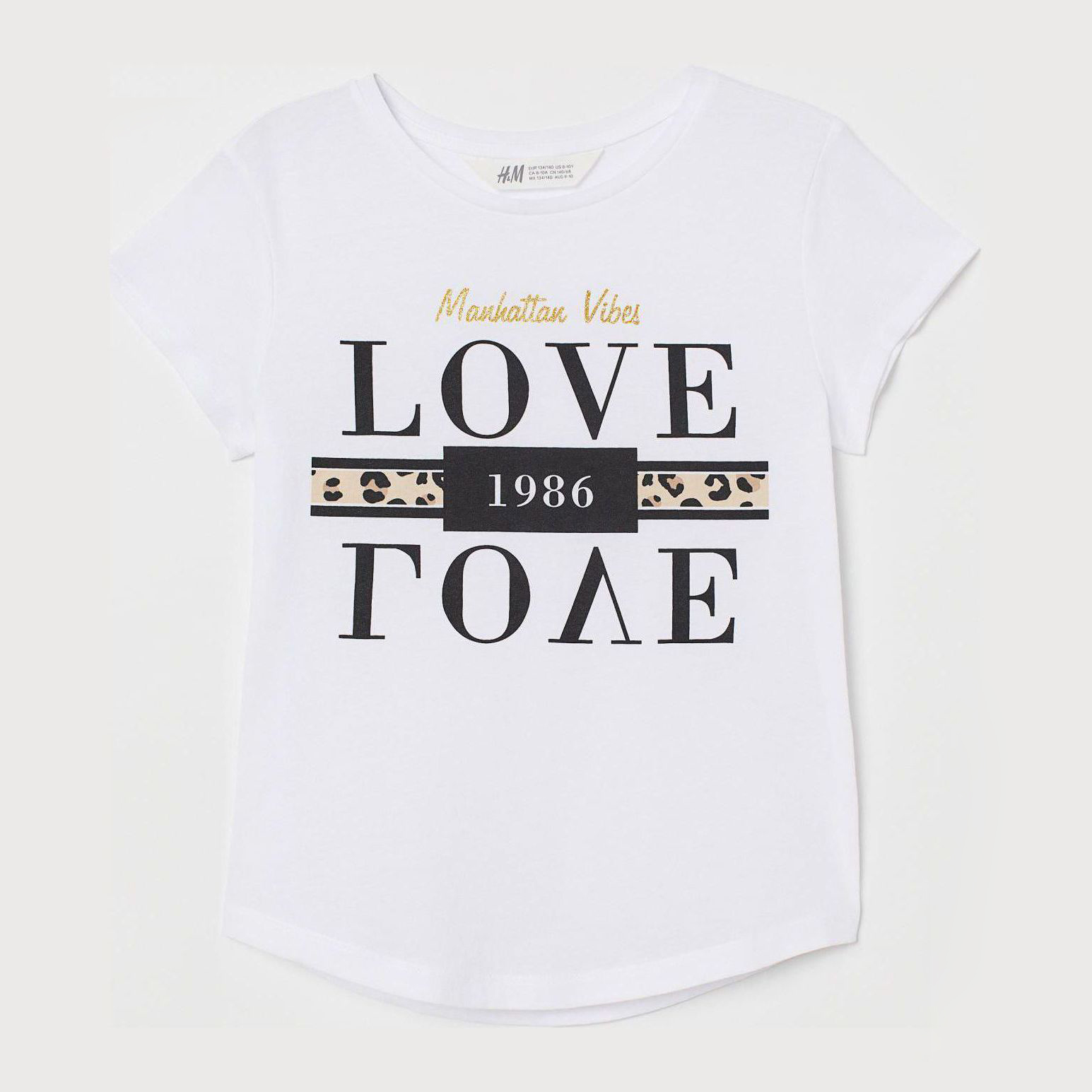 

Футболка H&M 6941319-AEPO 134-140 см Белая с принтом Белый