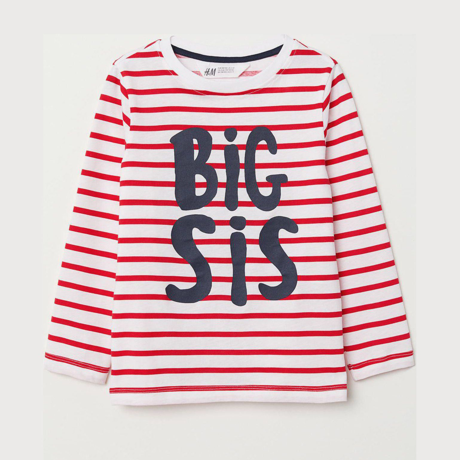 

Футболка с длинными рукавами H&M 6828548-AASY 86-92 см Белая в красную полоску
