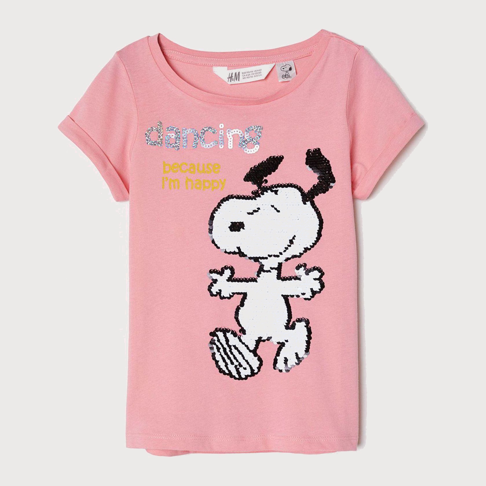 

Футболка H&M 6600178-AARE 110-116 см Розовая с принтом